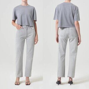 AGOLDE 90s High Rise Pinch Waist Straight Leg Grey Jeans Size 28